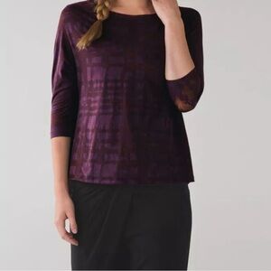 Lululemon 
Yoga Flow Long Sleeve Tee 
Ghost Weave Burnout Black Cherry EUC